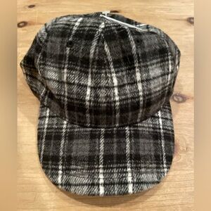 NWT Old Navy Blue grey White Plaid unisex baseball cap OS Casual Preppy Flannel